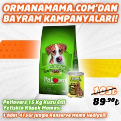 Pet Lovers Kuzu Etli Yetişkin Köpek Maması 15 kg   1 Adet Jungle Köpek Konserve Hediye