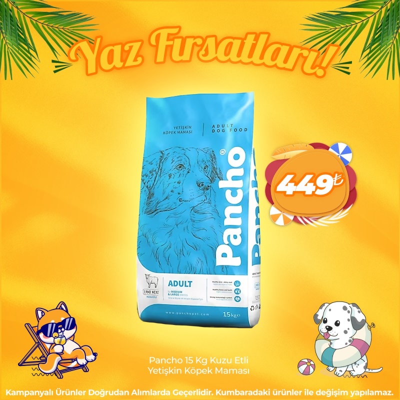Pancho 15 Kg Kuzu Etli Yetişkin Köpek Maması (Yaz Fırsatları)
