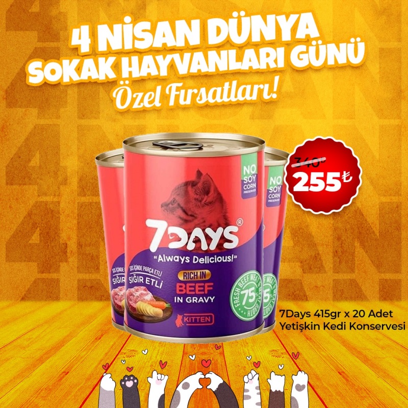 7 Days 400 Gr x 20 Adet Kedi Konserve Çeşitleri