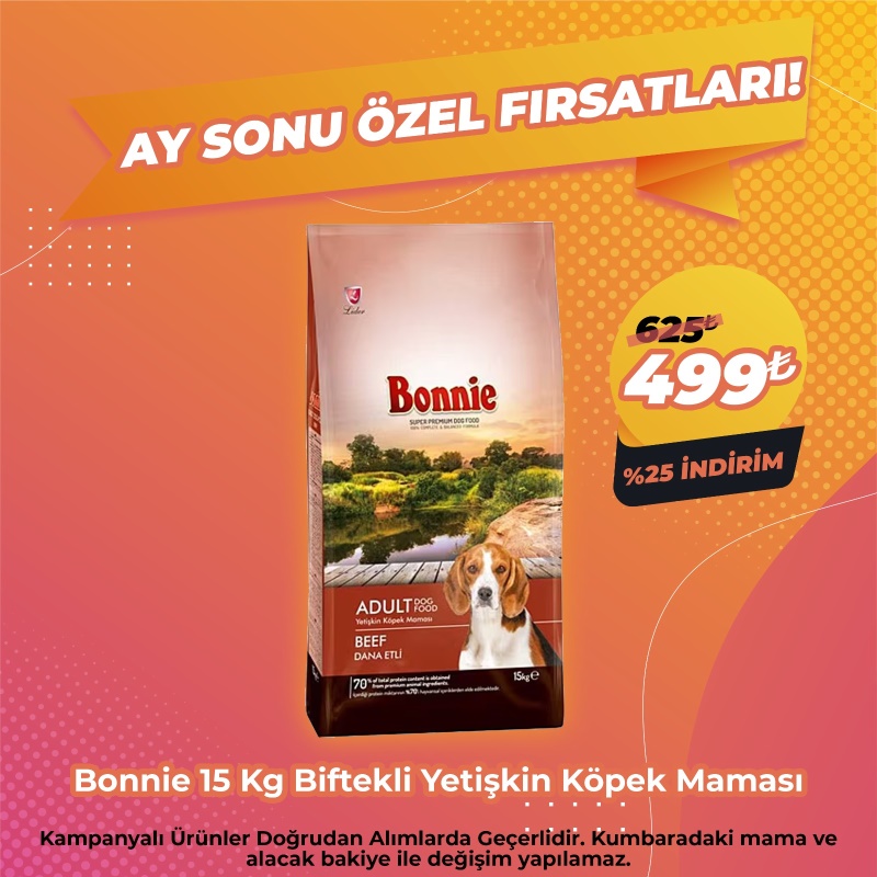 Bonnie Biftekli Yetişkin Köpek Maması 15 Kg
