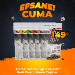 Animal World 100 gr x 24 Adet Kedi Pouch Mama Çeşitleri