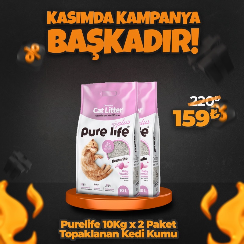 Pure Life Bentonit Topaklanan Kedi Kumu 2 x 10lt