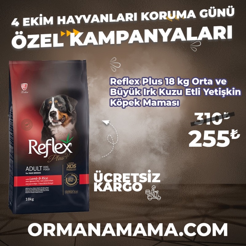 Reflex Plus Maxi Kuzu Etli Yetişkin Köpek Maması 18 Kg
