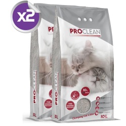 Proclean Ince Taneli Kokusuz Topaklanan Kedi Kumu 10 lt x 2 Adet