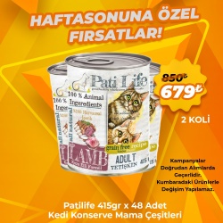 Pati Life Kedi Konserve Çeşitleri 48 Adet x 415 Gr (2 Koli) Avantaj Paketi