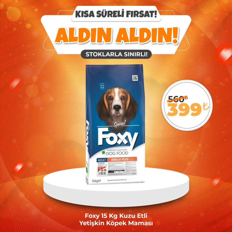 Foxy Kuzu Etli Yetişkin Köpek Maması 15 Kg