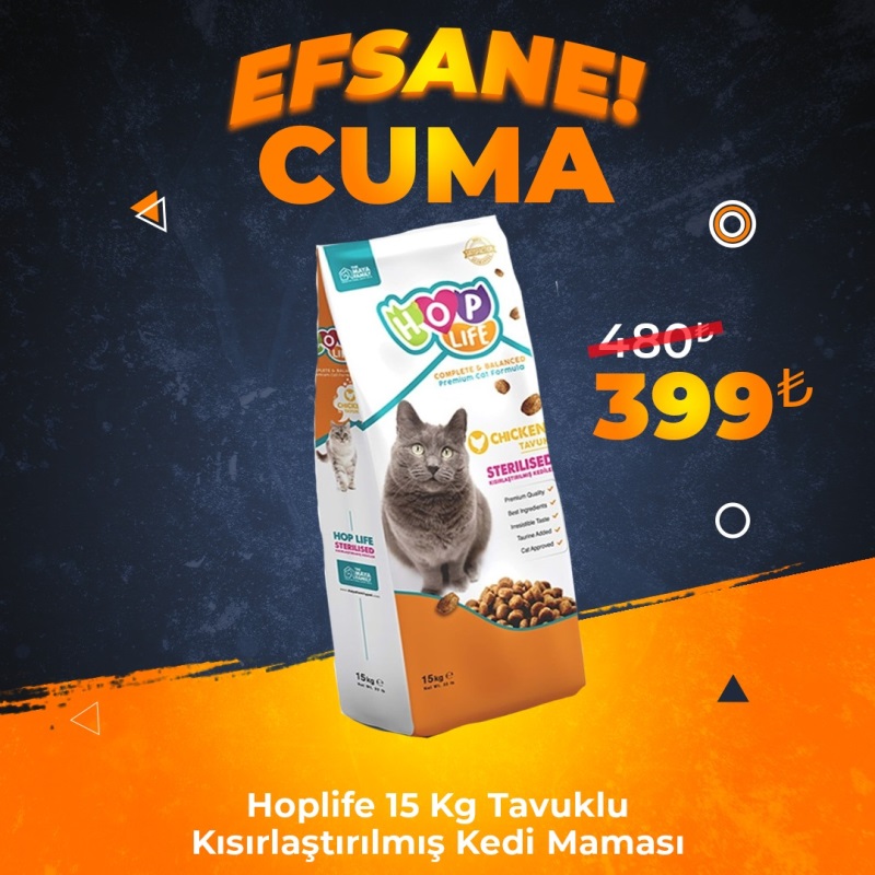 Hop Life Tavuklu Kısırlaştırılmış Kedi Maması 15 Kg