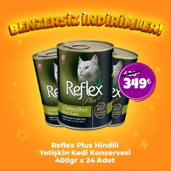 REFLEX PLUS HİNDİ VE ÖRDEKLİ KEDİ KONSERVE ET PARÇ. 400GR x 24 Adet