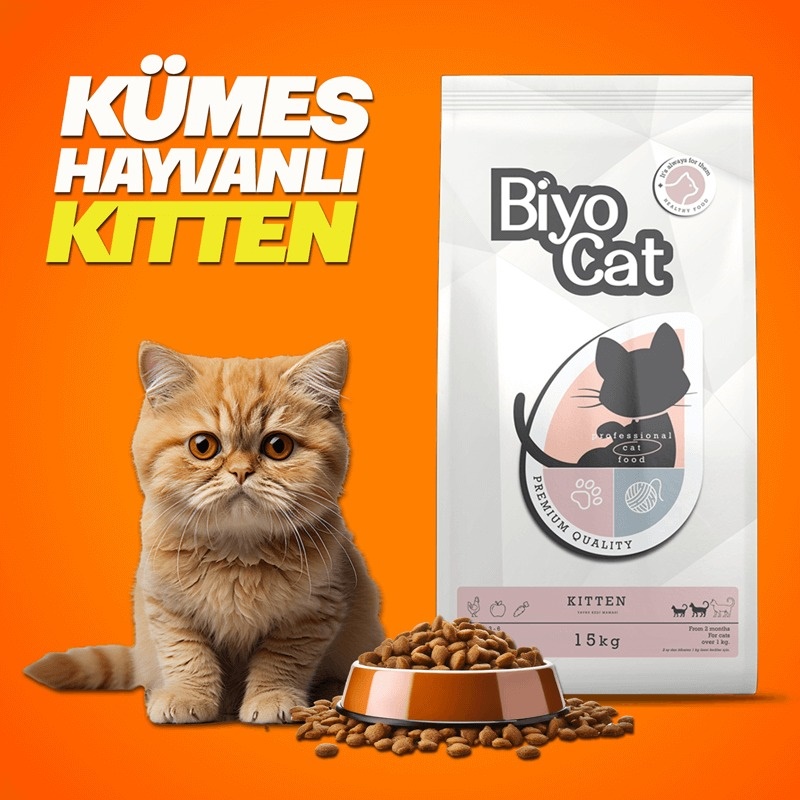 Biyocat Kitten Kümes Hayvanlı Yavru Kedi Maması 15 kg