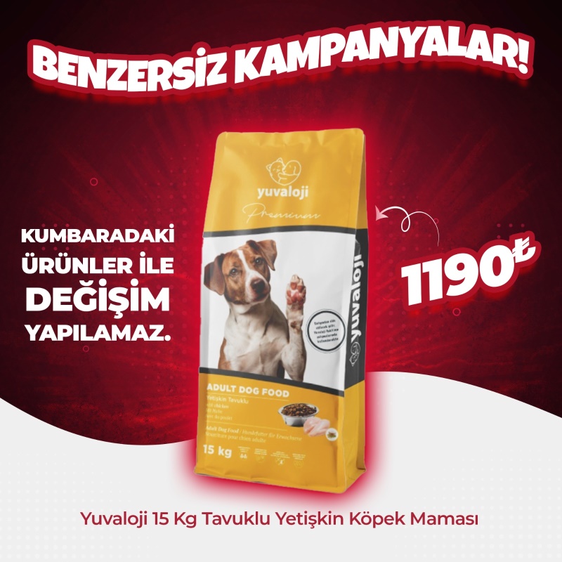 Yuvaloji Yetişkin Tavuklu Kuru Köpek Maması 15 Kg (Hafta Sonu Özel)