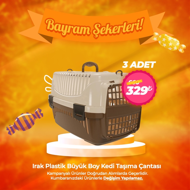 Irak Plastik Standart Boy Kedi Taşıma Çantası x 3 Adet