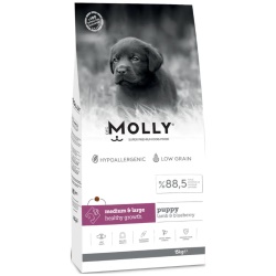 Molly Puppy Kuzu Etli Yaban Mersinli Orta ve Büyük Irk Yavru Köpek Maması 15 Kg