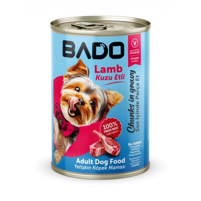 Bado Yaş Köpek Maması Kuzu Etli ve Pirinçli 400 Gr x 24 Adet