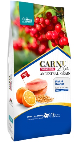 Carni Life Az Tahıllı Balık Portakal ve Kızılcıklı Yavru Köpek Maması 12 Kg