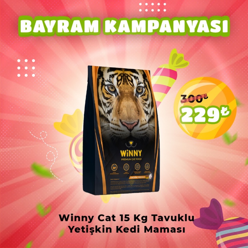 Winny Premium 15 Kg Tavuklu Yetişkin Kedi Maması