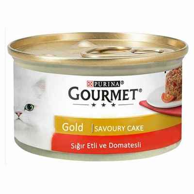 Gourmet Gold Savoury Cake Sığır Etli Domatesli Yetişkin Kedi Konservesi 12 Adet 85 Gr