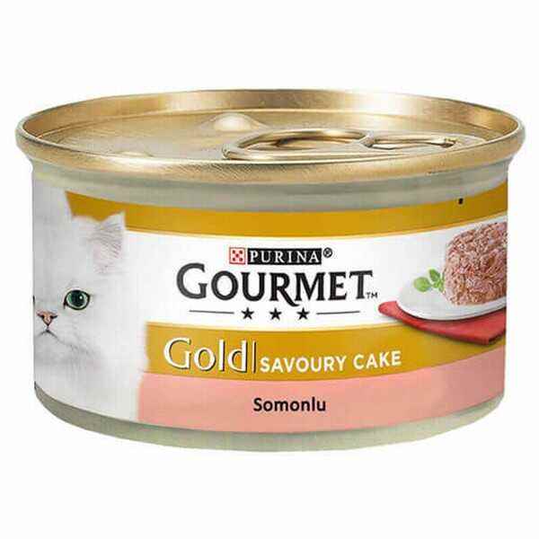 Gourmet Gold Savoury Cake Somonlu Yetişkin Kedi Konservesi 24 Adet 85 Gr