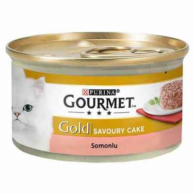 Gourmet Gold Savoury Cake Somonlu Yetişkin Kedi Konservesi 24 Adet 85 Gr