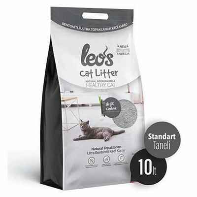 Leos Cat Litter Grey Aktif Karbonlu Bentonit Kedi Kumu 2x10 Lt