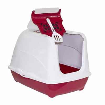 Moderna Flip Cat Kapalı Kedi Tuvaleti 50 Cm Kırmızı