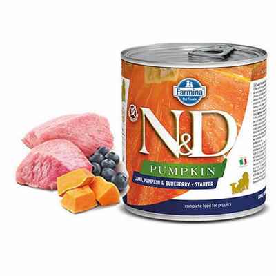 N&D Pumpkin Balkabaklı Kuzulu Yaban Mersinli Starter Tahılsız Yavru Köpek Konservesi 6 Adet 285 Gr