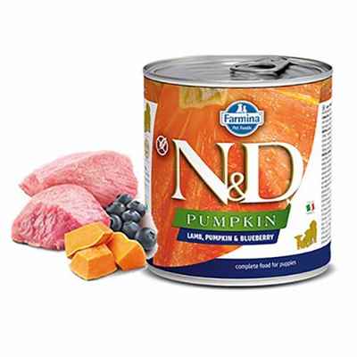 N&D Pumpkin Balkabaklı Kuzulu Yaban Mersinli Tahılsız Yavru Köpek Konservesi 6 Adet 285 Gr