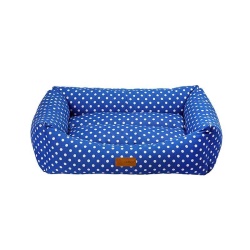 Dubex Makaron Kumaş Kedi Köpek Yatağı 78x60x22cm Mavi Benekli (Large)