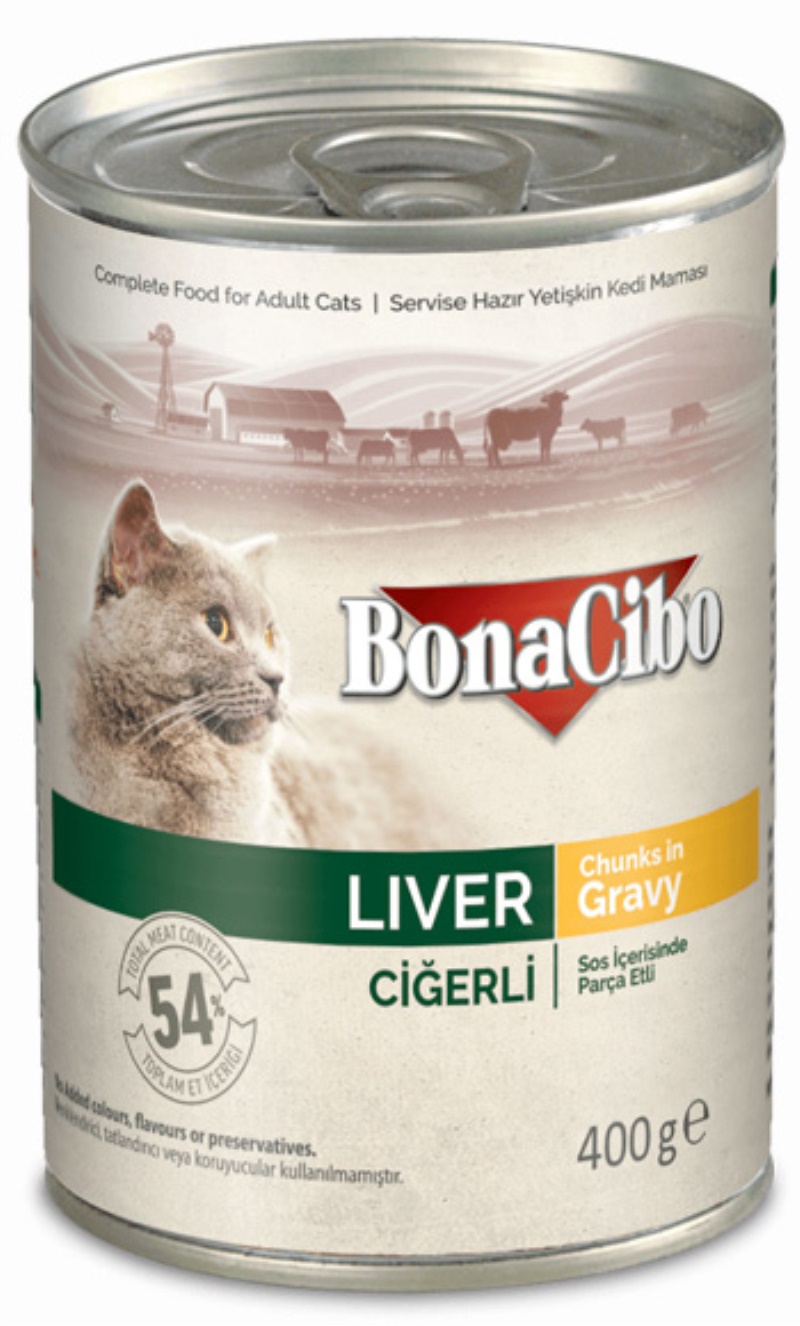 Bonacibo Soslu Ciğerli Yaş Kedi Maması 400 gr x 24 Adet
