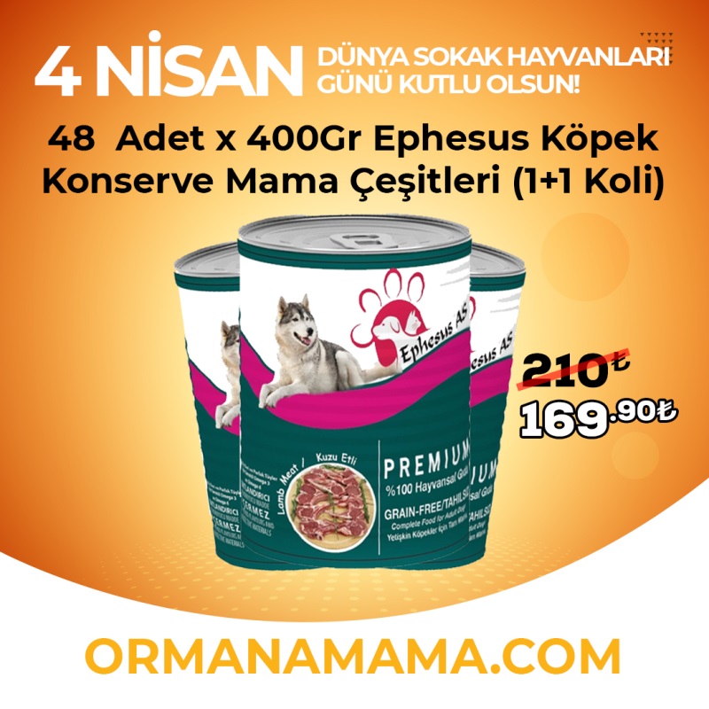 Ephesus As 415 gr x 48 Adet Köpek Konserve Çeşitleri  (1+1) Koli