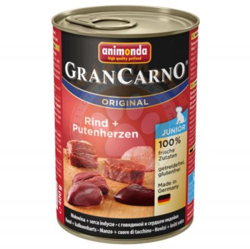 Animonda Gran Carno Sığır Etli ve Hindi Yüreği Yavru Konservesi 400 Gr