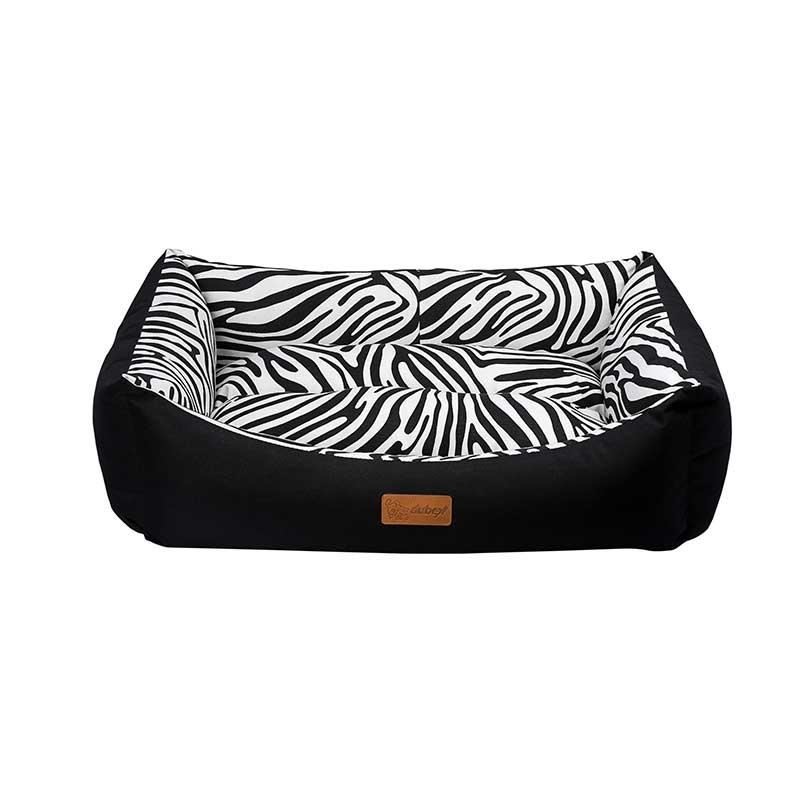 Dubex Tarte Zebra Desenli Köpek Yatağı 78x60x22cm Siyah (Large)