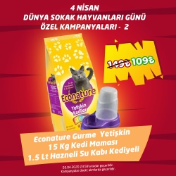 Eco Nature Gurme 15 Kg Yetişkin Kedi Maması + 1.5 Lt Hazneli Su Kabı Hediyeli