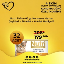 Nutri Feline 85 Gr Konserve Mama Çeşitleri x 26 Adet + 6 Adet Hediyeli