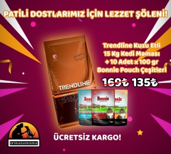 Trendline Kuzu Eti 15 Kg Kedi Maması + 10 Adet Bonnie 100gr Pouch