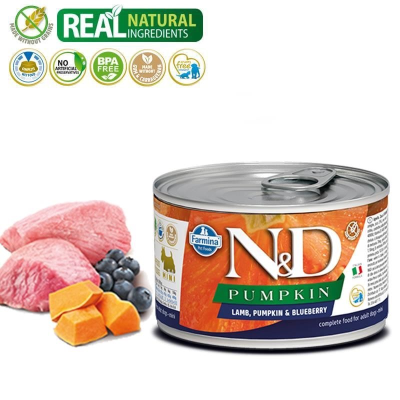 N-D Pumpkin Mini Balkabaklı Kuzulu Yetişkin Köpek Konservesi 140 Gr