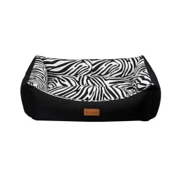 Dubex Tarte Zebra Desenli Kedi ve Köpek Yatağı 50x38x19cm Siyah (Small)