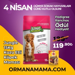 Jungle 15 Kg Kuzu Etli Yetişkin Köpek Maması + 1 Adet 70 Gr Pedigree Ranchos Ödül Maması Hediyeli