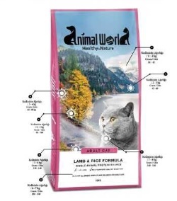 Animal World Adult Cat Kuzu Etli ve Pirinçli Kedi Maması