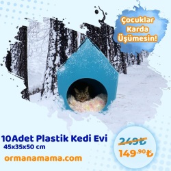 10 Adet Plastik Kedi Evi