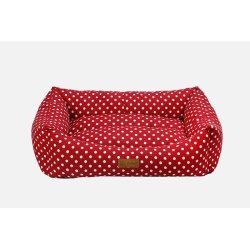 Dubex Makaron Kumaş Kedi Köpek Yatağı 50x38x19cm (Small) Kırmızı Benekli