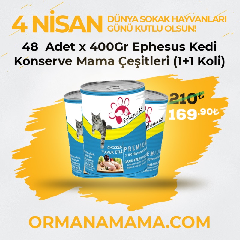 Ephesus As 415 gr x 48 Adet Kedi Konserve Çeşitleri (1+1) Koli