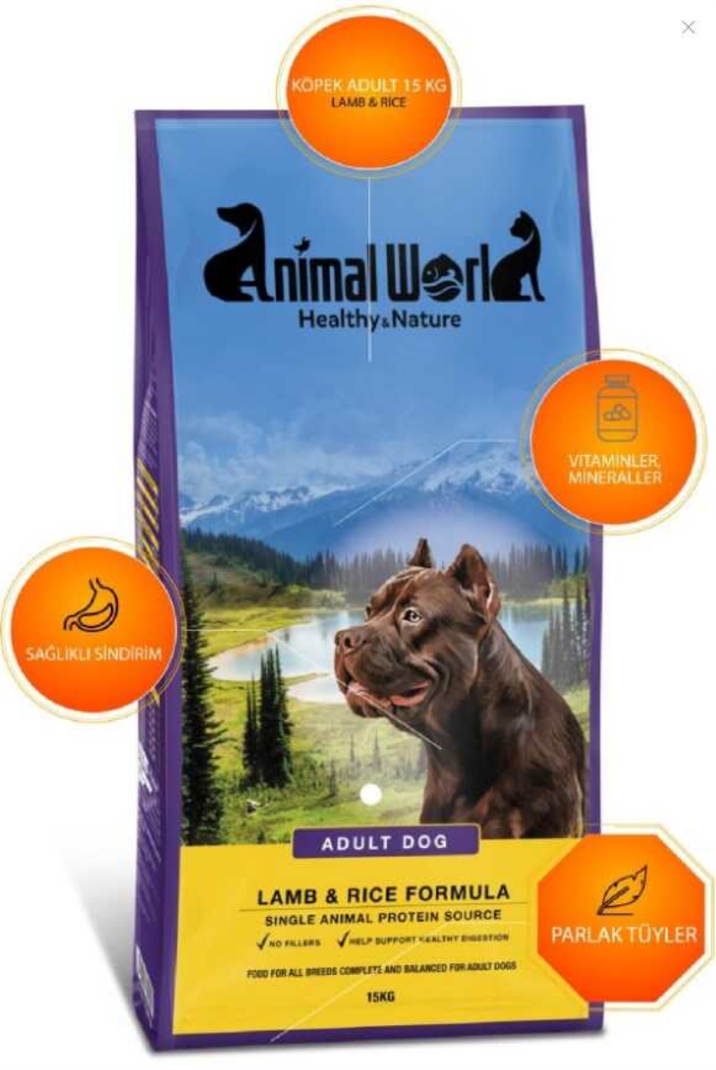 Animal World Adult Dog Kuzu Etli Ve Pirinçli Yetişkin Köpek Maması